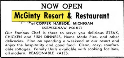 Pines Resort (McGintys Resort) - June 1958 Ad